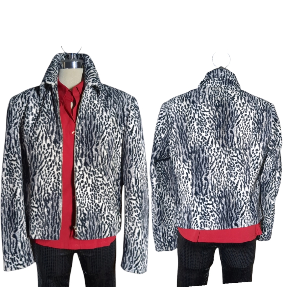 Nygard Collection Black Grey and White Leopard Jacket Size 12